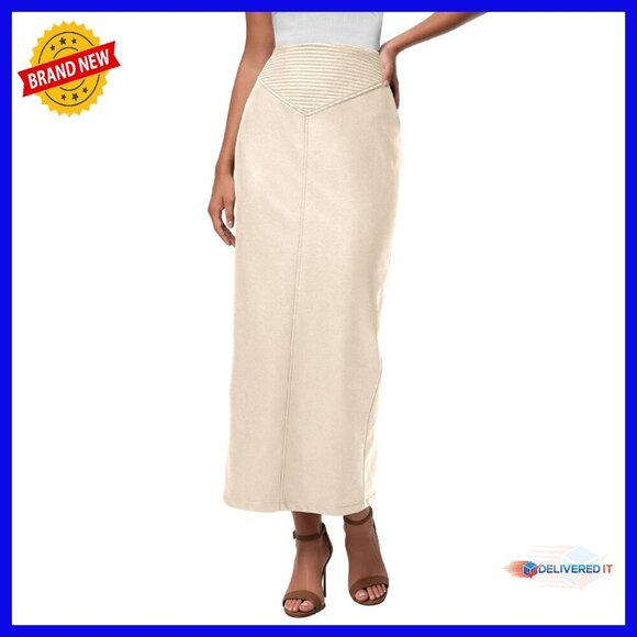 Dresses & Skirts - Faux Leather Maxi Skirt High Waist Pencil Slit Work Casual